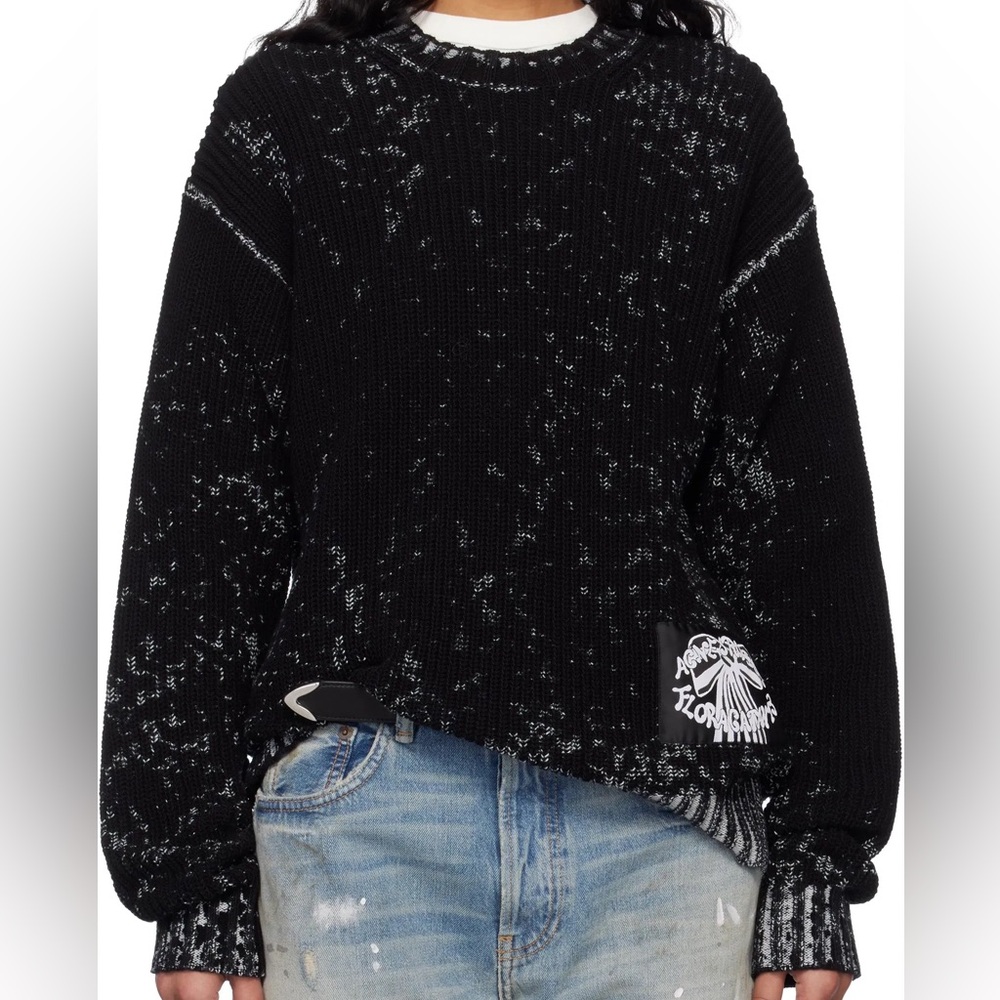 Acne Studios FLORAGATAN 13 Black Acid Wash Sweater Size L Designer Luxury Grunge - Picture 10 of 11